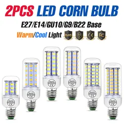 2PCS LED Light Bulb E27 Corn Lamp GU10 Chandeliers E14  AC220V LED Bulbs G9 Cool/Warm White B22 For Indoor Bedroom Lighting 240V