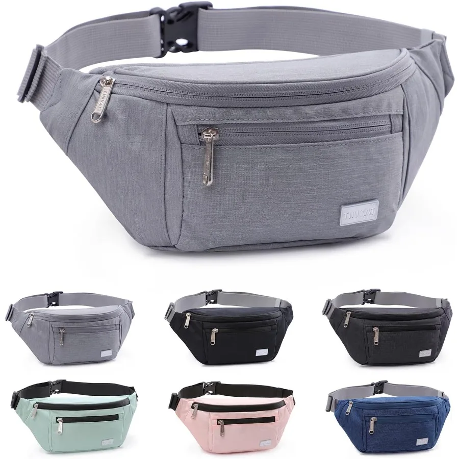 حقيبة فاني للسفر، حقيبة خصر، خفيفة الوزن للغاية للتمرين والعطلات والمشي لمسافات طويلة، مجموعة أدوات T206 باللون الرمادي
