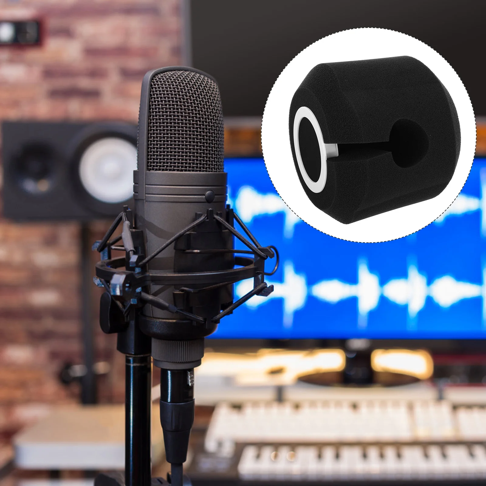 

Microphone Isolation Shield Sponge Windscreen For Mic Wind Noise Reduction Audio Recording Outdoor Indoor Use Acoustic Pop
