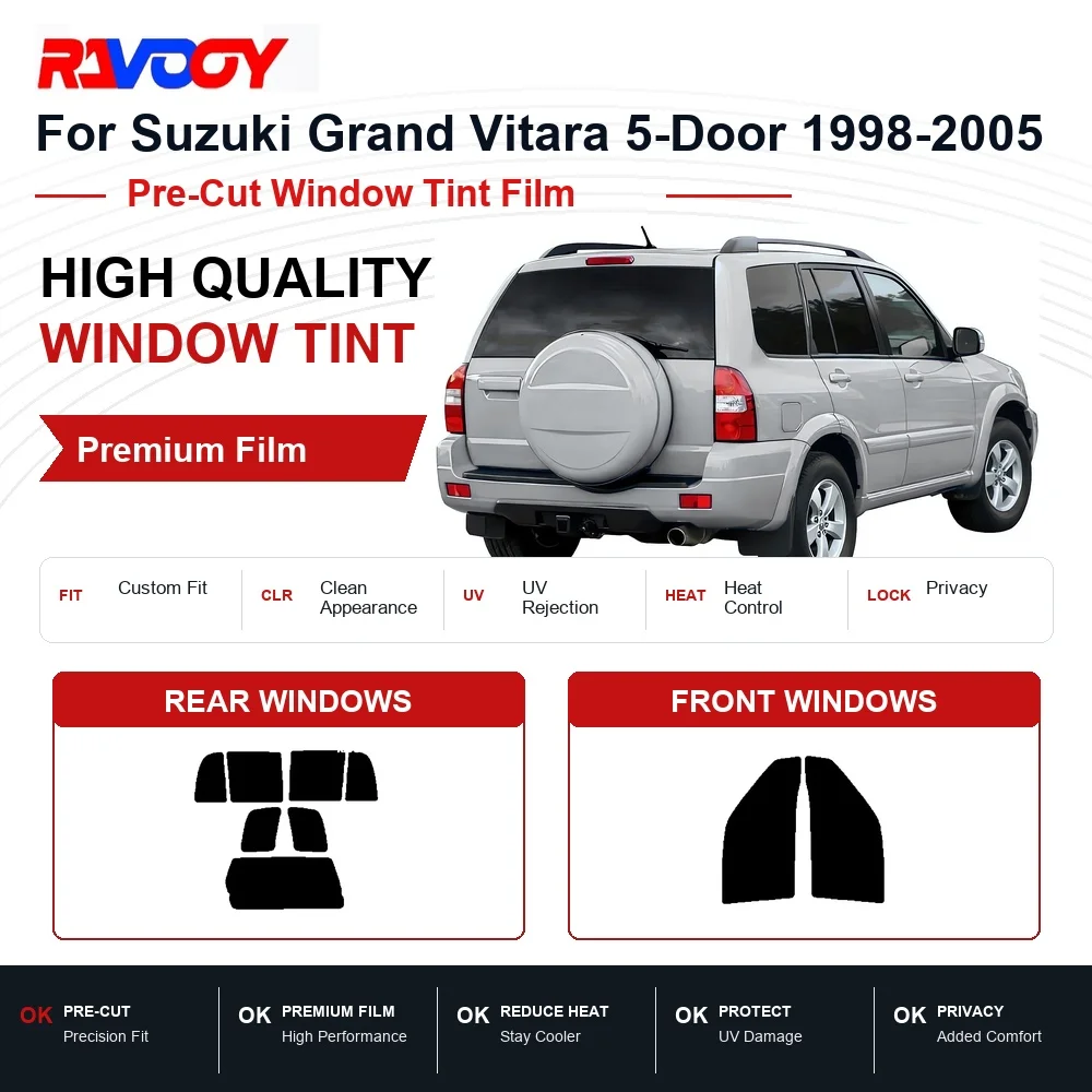Premium Pre-Cut Window Tint For Suzuki Grand Vitara 5-Door 1998-2005 Front & Rear Windows UV Heat Rejection Privacy Film