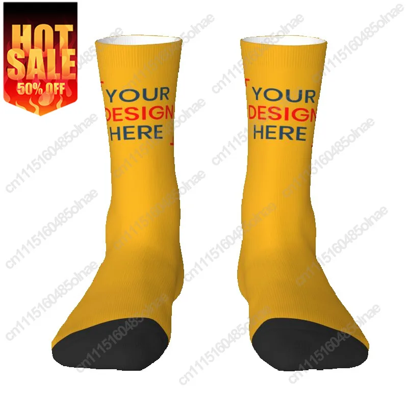 Custom Customize Logo Mens Crew Unisex Fashion 3D Printing Your Design Here Dress Sock Socks