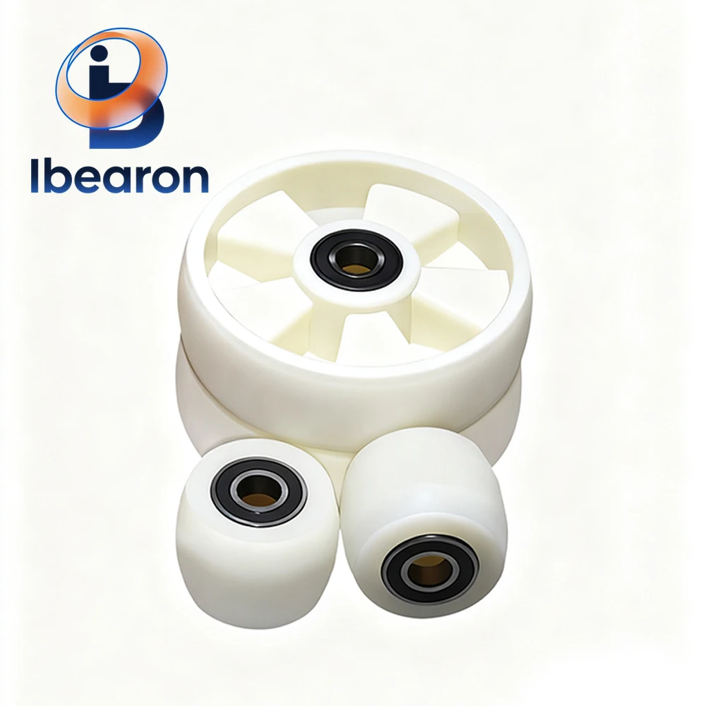 1PCS Nylon Forklift Wheels with Bearings - Flat/Drum 80x70mm 80x60mm, Durable Wear-Resistant Industrial Replacement