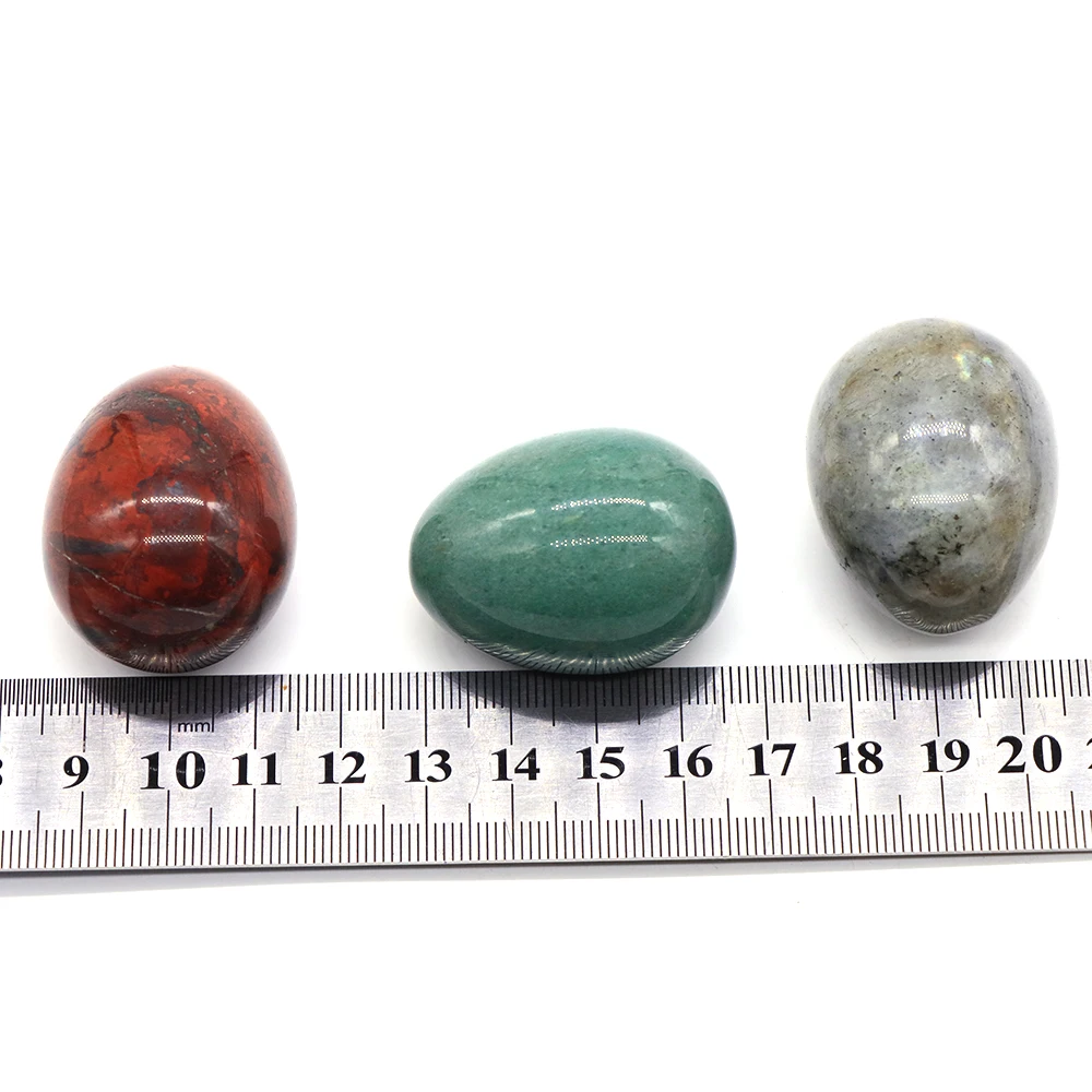 30x40mm Stone Egg With Stand Natural Gemstone Crystals Healing Mineral Ball Kegel Exercise Massage Tool Polished Craft Home Deco