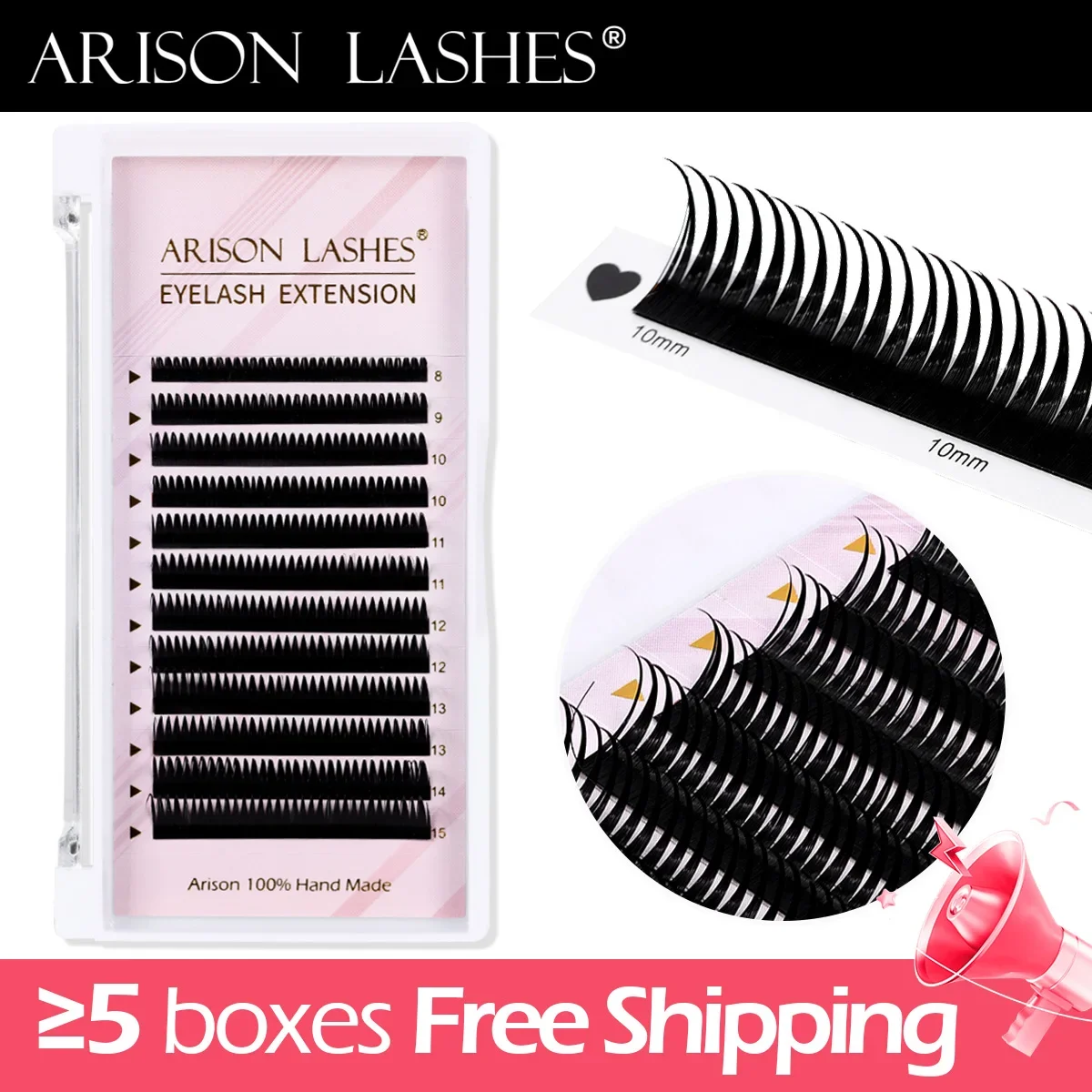 ARISON New Wet Eyelashes Extension Flat Classic False Eyelash Clusters Spikes Bundles Individual Mink Lashes For Wholesale