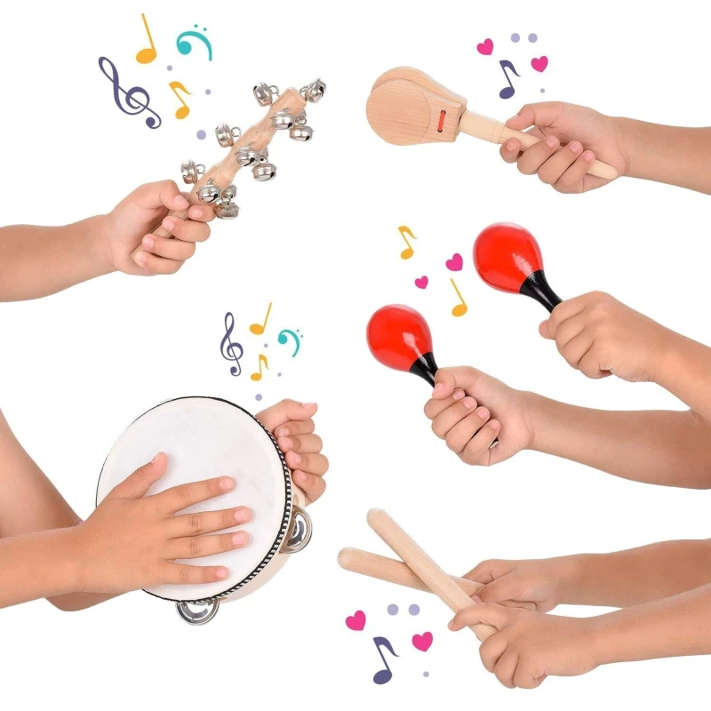 16 pezzi strumenti musicali per bambini giocattoli strumenti a percussione set giocattoli musicali in legno N84E