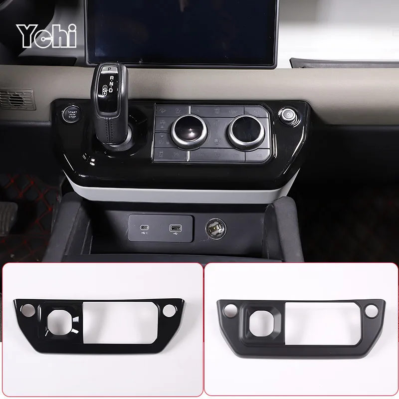 ABS Black Car Center Console Air Conditioning Mode Button Frame Trim For Land Rover Defender 90 110 2020-2023 Car Accessories