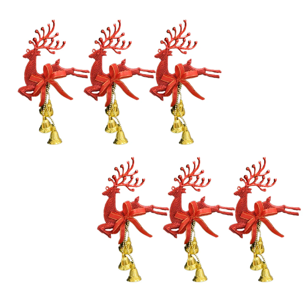 

6Pcs Christmas Reindeer Bell PVC Hanging Ornaments Delicate for Special Occasions Christmas Hanging Ornament