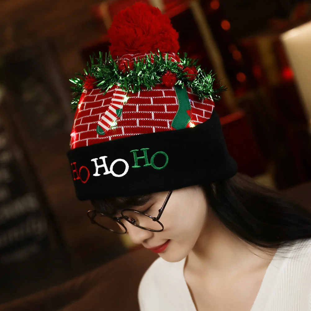 

Christmas Knitted Hat Classic Pattern Warm Xmas Winter Beanie Festival Hat Decor Xmas Themed Warm Cap Beanie Hats