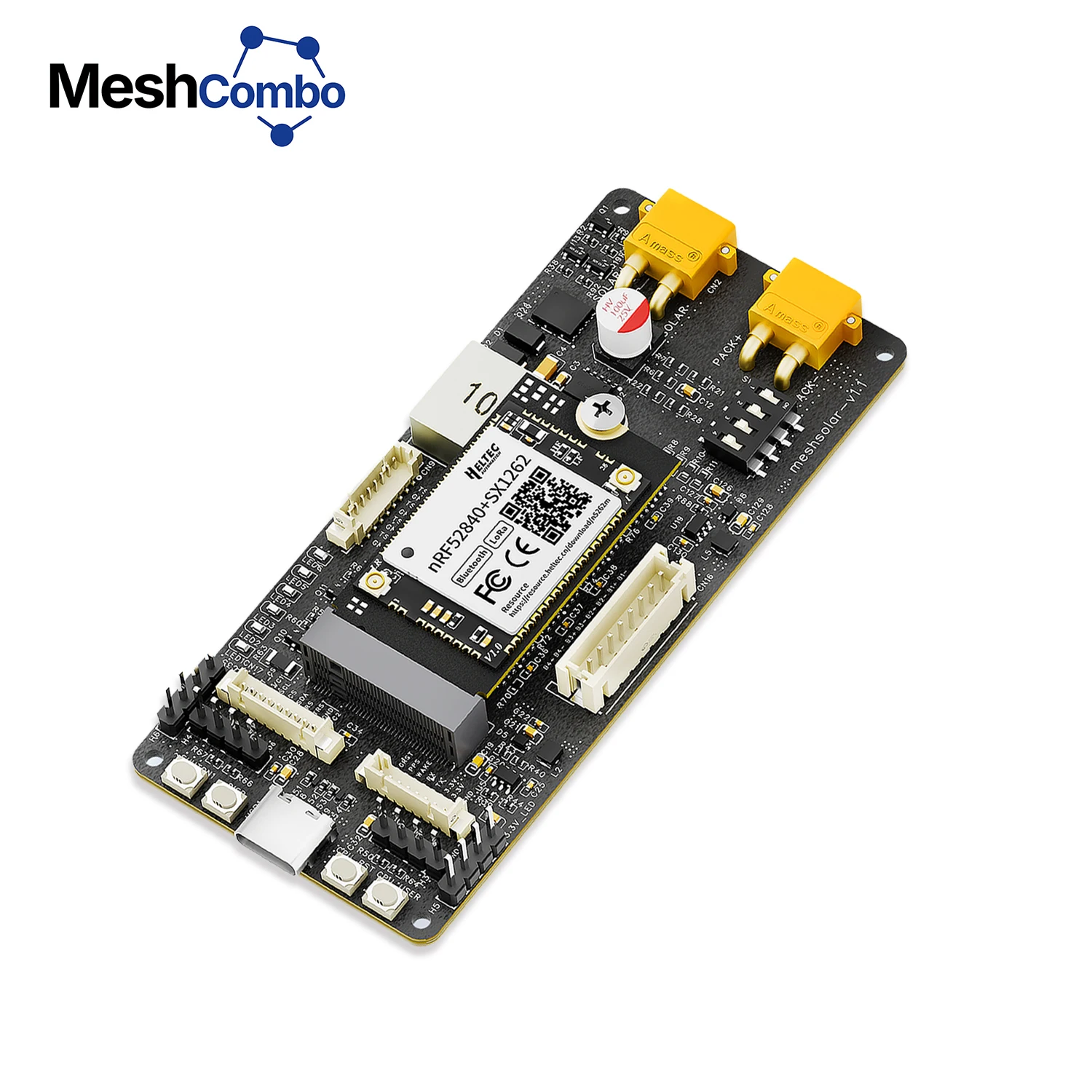 لوحة Heltec Meshtastic MeshSolar Li-ion BMS nRF52480 + SX1262 1-4 خلايا 18-24 فولت تعمل بالطاقة الشمسية DC/MPPT/USB PD3.0 شحن 10 كجم BLE LoRa