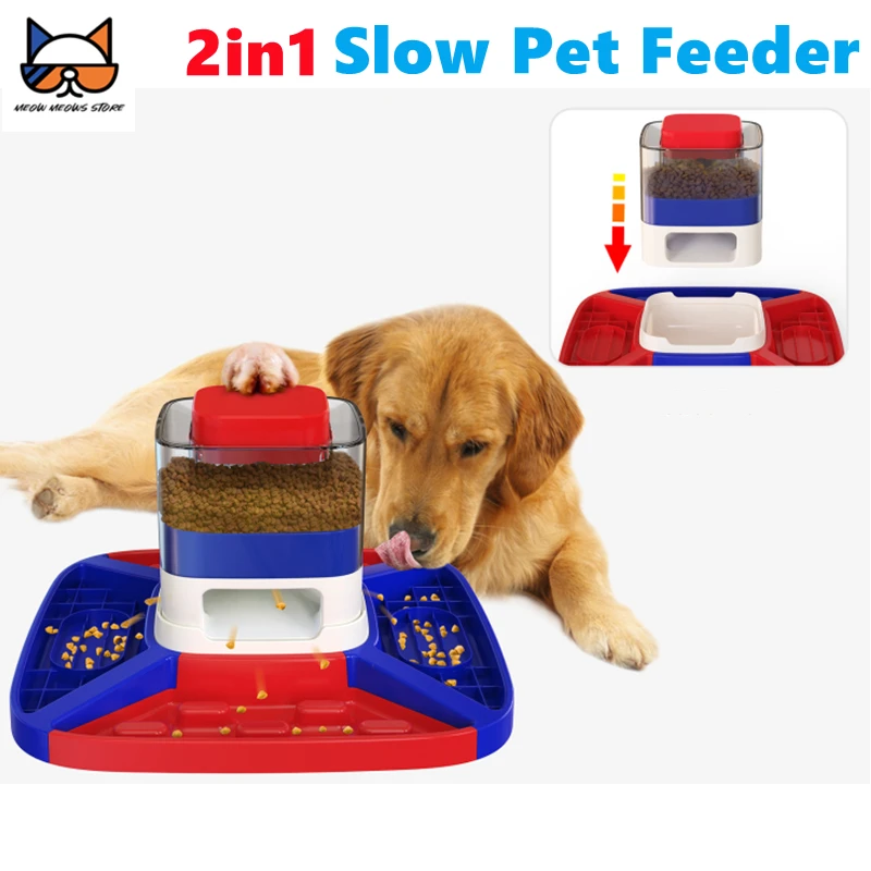 Dog Press Automatic Slow Feeder Food Catapult Dispenser Puzzle Placemat Toys Improve Dietary Health Anti-slip Pet Lick Pad Set