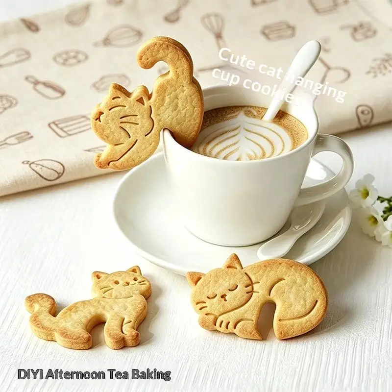 New 1/5PCS Cartoon Animal 3D Cookie Cutter Hanging Cup Cat Biscuit Mold Fondant DIY Baking Decorating Tool