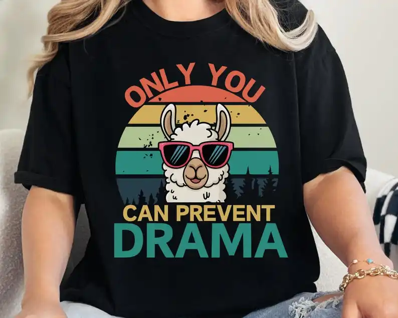 Только вы можете предотвратить драму, забавная футболка с изображением ламы, милый любовник ламы, рубашка ламы, винтажные приключения, забавные подарки для пешего туризма