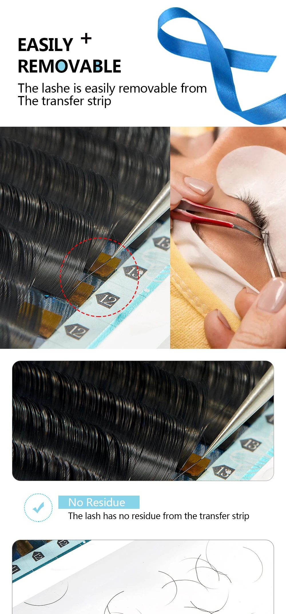 Yelix 12 Reihen Premium Matte Klassische Einzel-Wimpernverlängerungen aus Kunstnerz, Weich, Natürlich, C-Curl, 0,07 mm, Gemischte Längen, Professionell – Detail 3