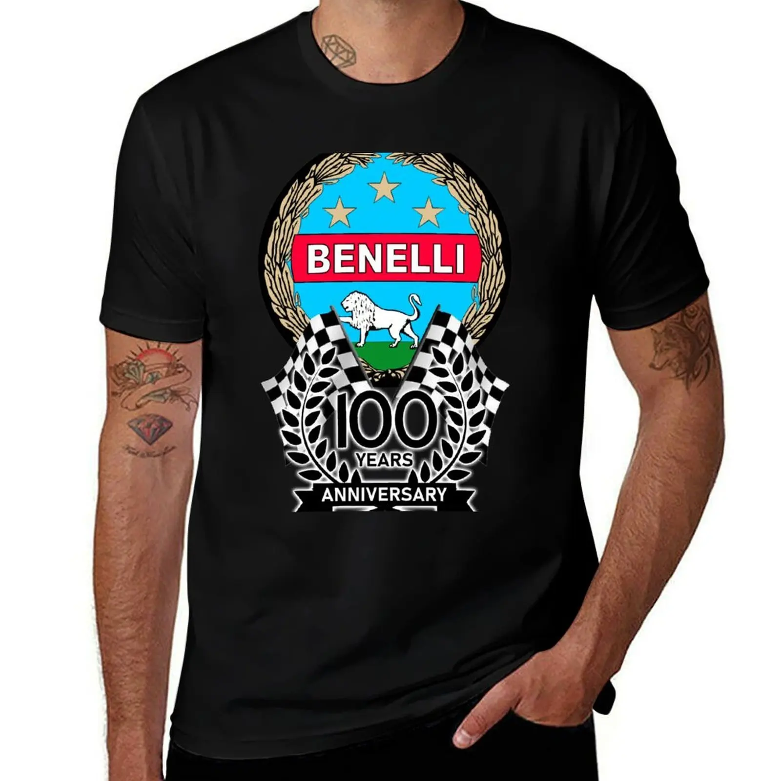 

Vintage Benelli Logo 100th Anniversary Celebration T-Shirt t shirts for man graphic funny funny t shirts man T-Shirt