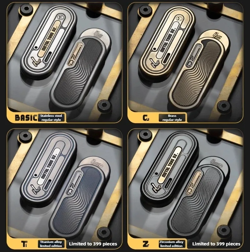 2025 New Dz.TOP-H Ultra-thin Self-locking Structure Mechanical Metal Inlay Process Fingertip Push Card Decompression Toy
