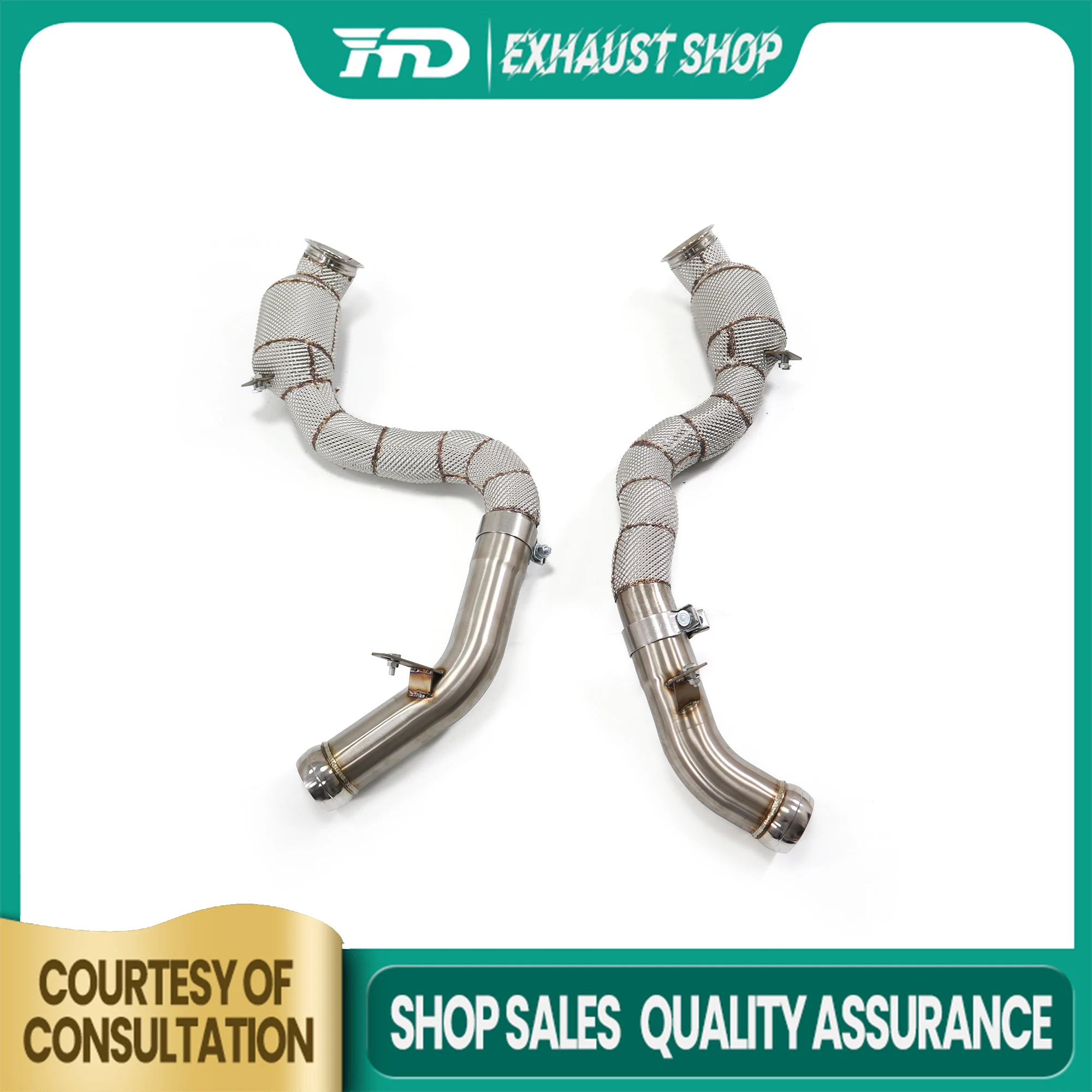 

High Quality Customizable Downpipe For Mercedes Benz GLC63 X253 4.0T Stainless Steel Heat Shield Car High Flow Performance