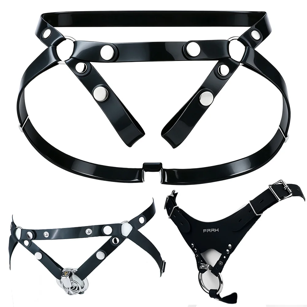 NSFU ブラック/ピンク/レッド 貞操帯 PUレザー コックロック アシスト拘束 Tパンツ ハーネス 18+ セクシーアクセサリー 男性用セックストイ