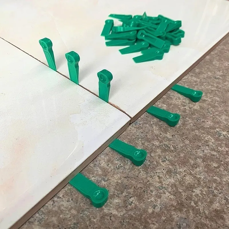 100Pcs Plastic Tile Spacers Reusable Positioning Clips Wall Flooring Tiling Tool Tile Seaming Wedge 6mm Green Small Gasket