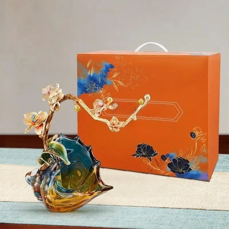 New Chinese conch glazed high-end decorative ornament living room creative enamel colored glass ornament