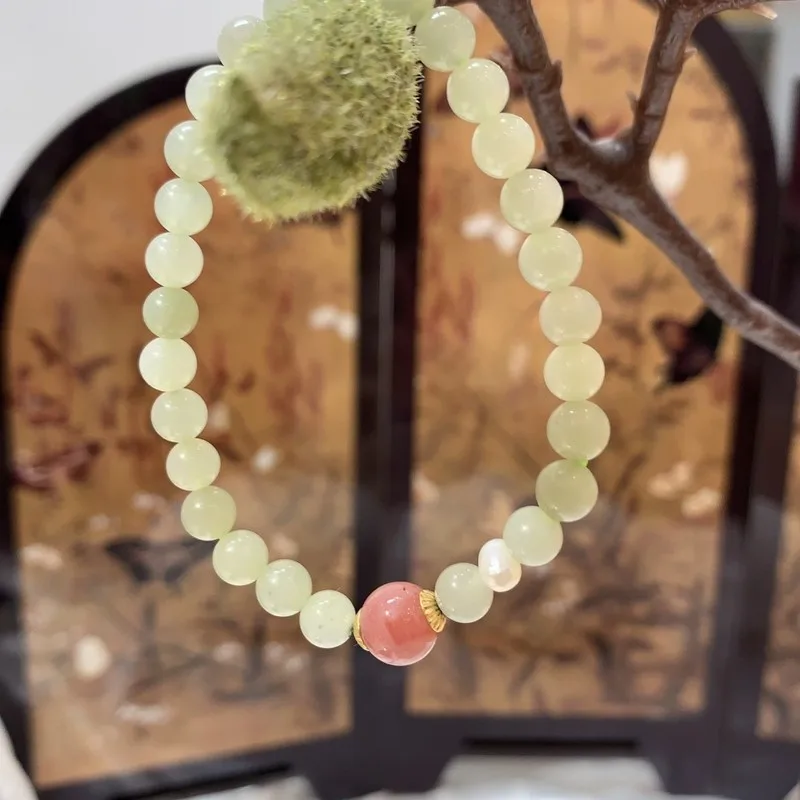 New-Style With Beads And Hetian Jade Round Bead Bracelet