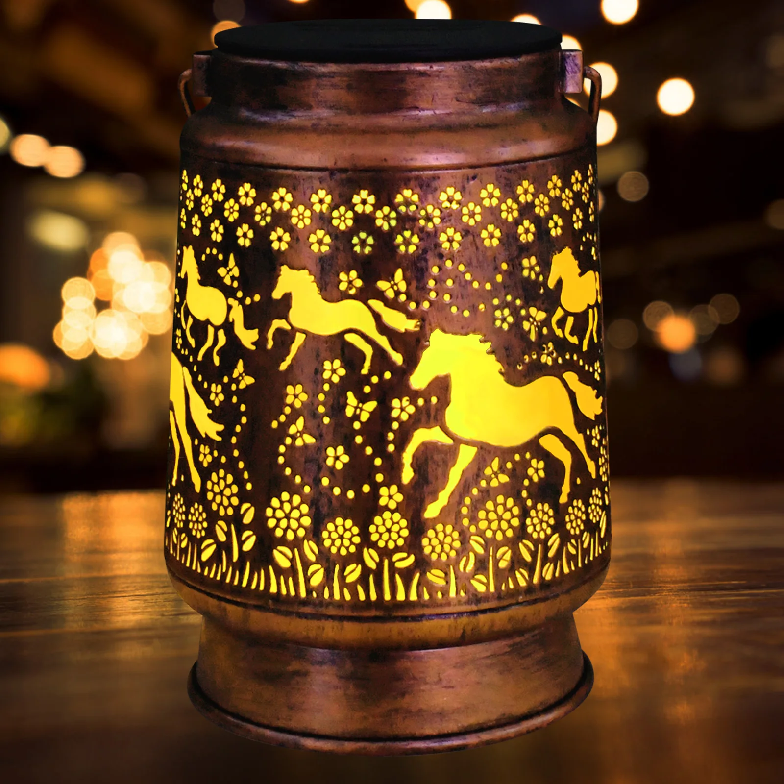 ไฟโซลาร์รูปม้า ของขวัญสำหรับคนรักม้า ของขวัญวันเกิด วันคริสต์มาส วันแม่ ไฟตกแต่งโลหะสำหรับลานบ้าน