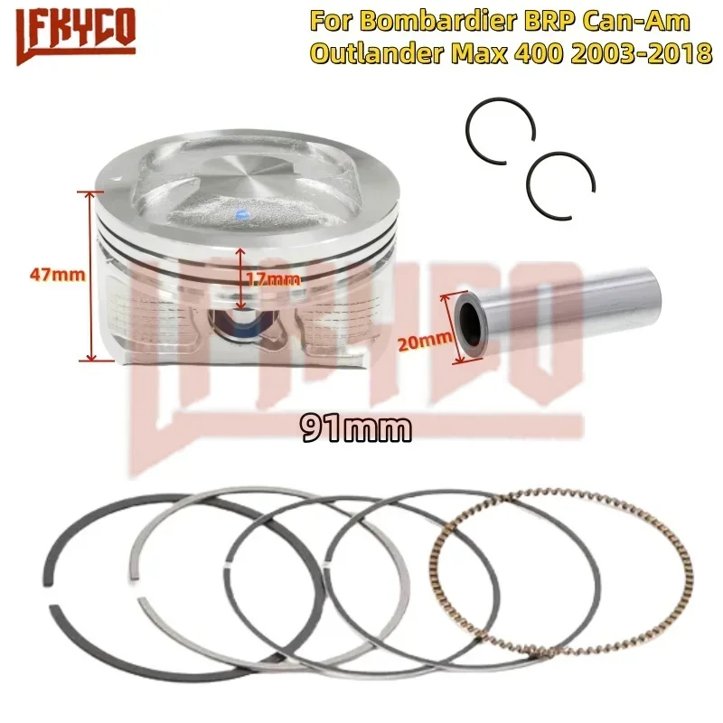 Motorcycle Engine Part 91mm Piston Kit Motor For Bombardier BRP Can-Am Outlander Max 400 2003-2018 420685714 420296775 420296770