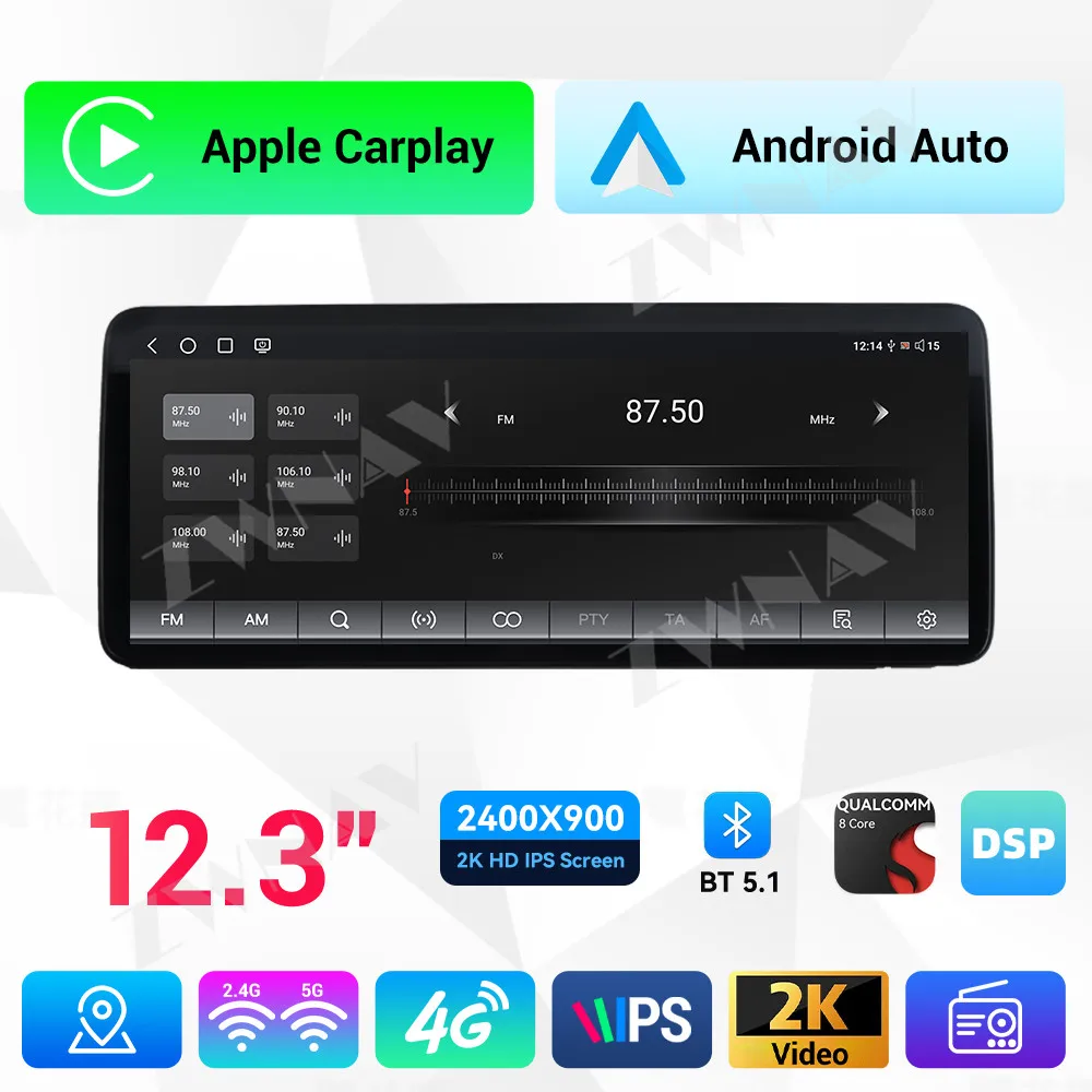 Ultra-Thin 12.9 Inch Touch Screen For Toyota Harrier 2022-2024 Navigation Device Wireless GPS Multimedia Player with Carplay