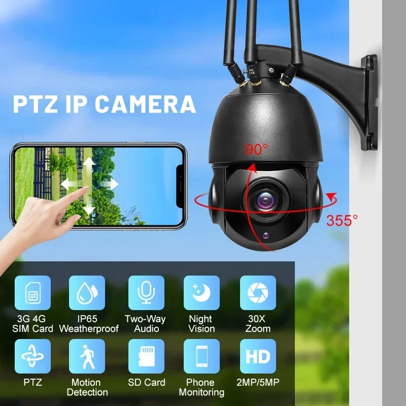 Ao ar livre 8mp com câmera zoom 30x detecção de movimento 8mp rede ptz câmera sem fio 8mp 4k wifi/4g câmera ip personalizável