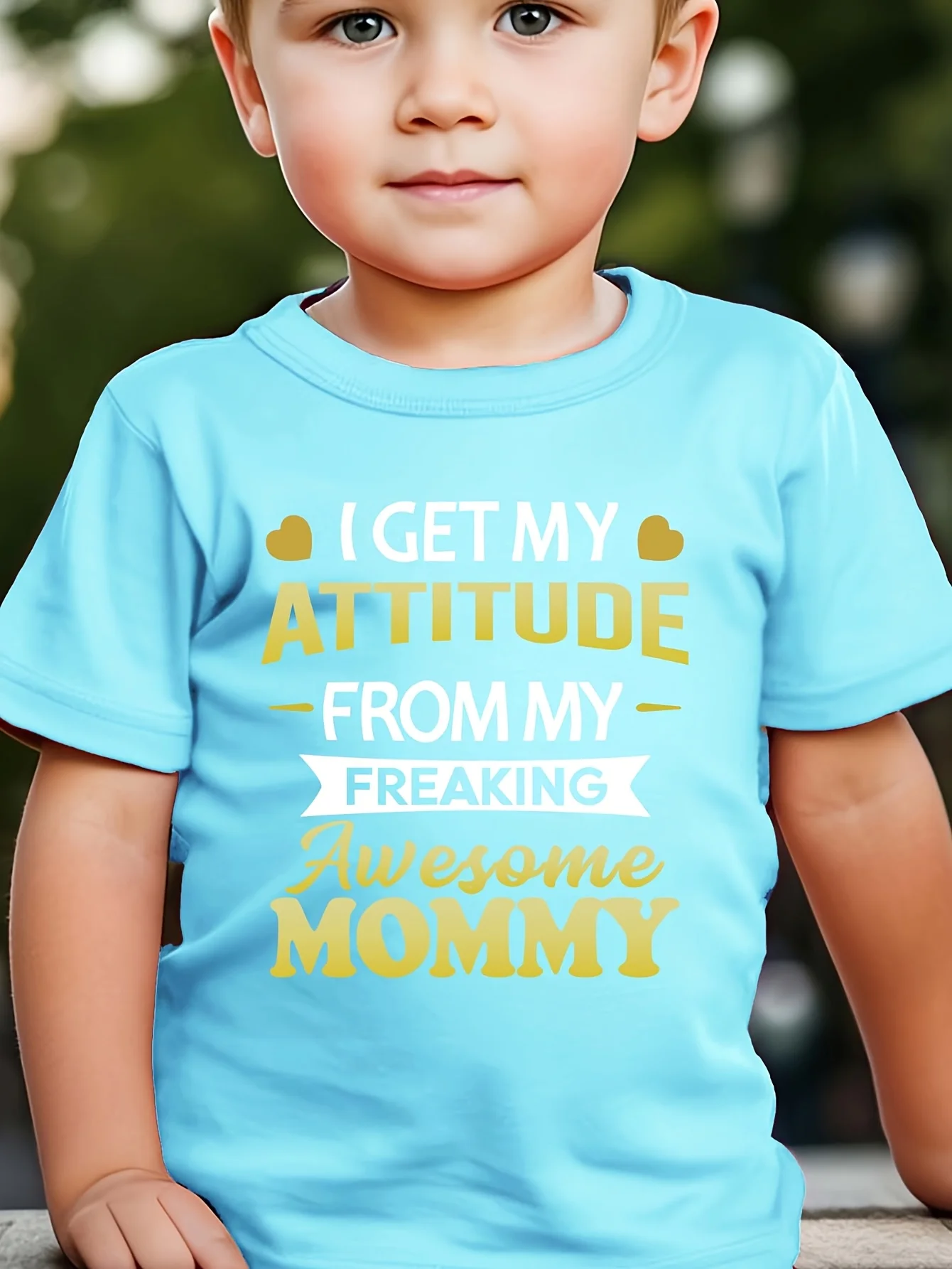 I GET MY ATTITUDE FROM MY Alphabet Printed Children's T-shirt Personalized Printed Casual Versatile Parent Child Top
