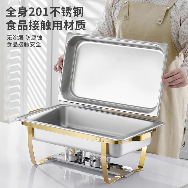 Stainless steel restaurant stove hotel buffet stove rectangular foldable flip commercial thermal insulation buffet stove