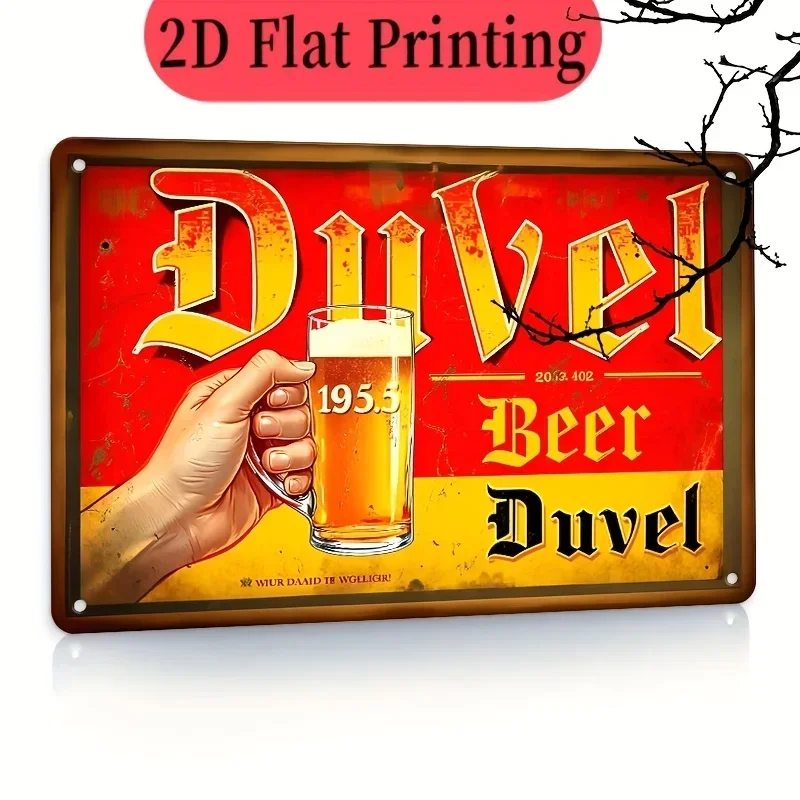 Letrero de Pared de Hierro Duvel Beer - Placa Metálica Retro con Diseño Herencia 1864, Decoración Rústica para Bar, Hogar, Pub, Restaurante