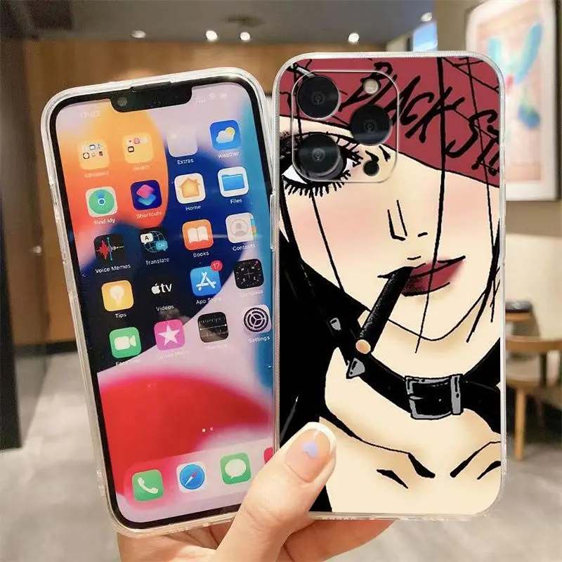 Clear Phone Case For iPhone 15 14 12 13 11 Pro SE 8 7 Plus X XR XS Max SE Silicone Case Funda Shell Nana Osaki on Purple Tie Dye