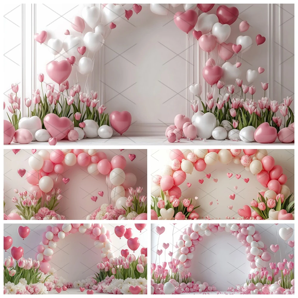 

Tulip Balloon Arch Photography Background Custom Pink Wall Balloon Tulip Flower Birthday Party Baby Shower Portrait Decoration