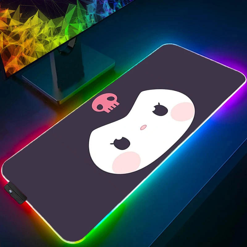 LED XXL Mouse Pad Kuromi Anime Gamer Computer RGB Kawaii Notebook Mousepad Gaming Accessories Tablet Varmilo Keyboard Backlight
