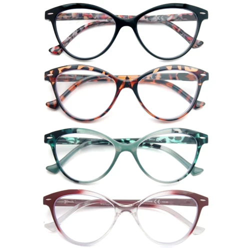 MODFANS, gafas de lectura tipo ojo de gato para mujer, bisagra de resorte, gafas ligeras para lectores de presbicia con dioptrías +0,5 a +4,0