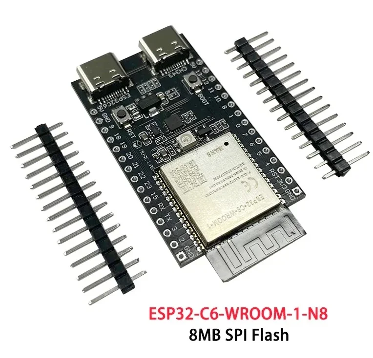 

ESP32-C6 WiFi Bluetooth Development Board Core Board Onboard ESP32-C6-WROOM-1 Module Dual TYPE-C