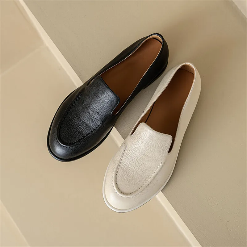 

NEW Spring Autumn Genuine Leather Women Shoes Fashion Round Toe Shoes for Women Loafer Women Pumps Low Heels Zaptos De Mujer