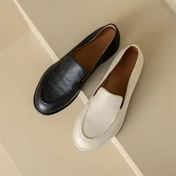 NEW Spring Autumn Genuine Leather Women Shoes Fashion Round Toe Shoes for Women Loafer Women Pumps Low Heels Zaptos De Mujer