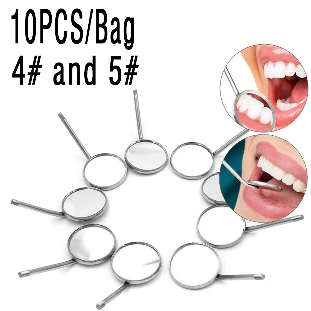

10 шт., набор стоматологических зеркал для рта, отражатель для гигиены полости рта, зеркало для полости рта из нержавеющей стали, инструменты для стоматолога, размеры 4 5
