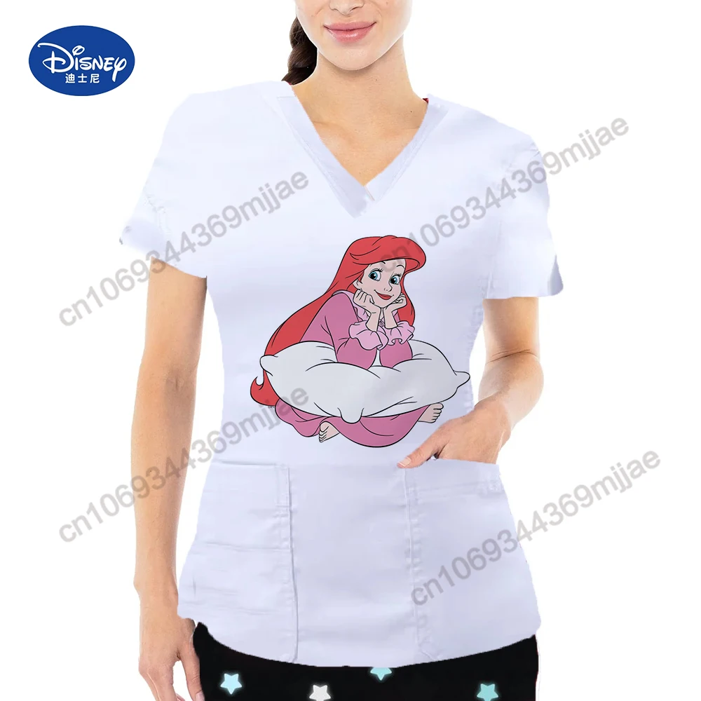 Top Y2k Clothes Women Tops Clothing Female Clothes With Free Shipping Nurse Uniform Minnie Mouse Tshirt T-shirt Pocket Kpop Pink