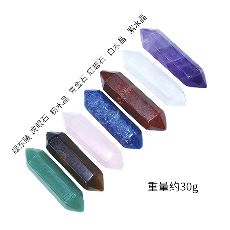 7 Chakra Crystal Quartz Points Wands Hexagonal Pointed Prism Bar Meditation Set for Healing,Reiki Wicca,Gua Sha Tool