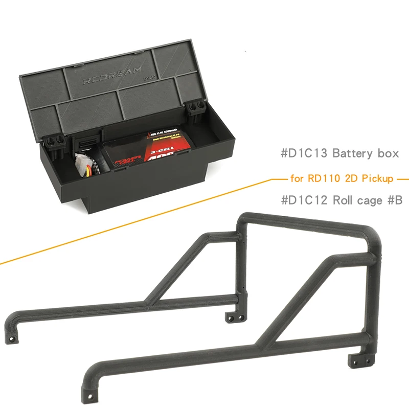 Caja de herramientas de batería, jaula enrollable tipo B para 1/10 RC Crawler Car Traxxas TRX4 Defender RD110, camioneta de 2 puertas, piezas de actualización DIY