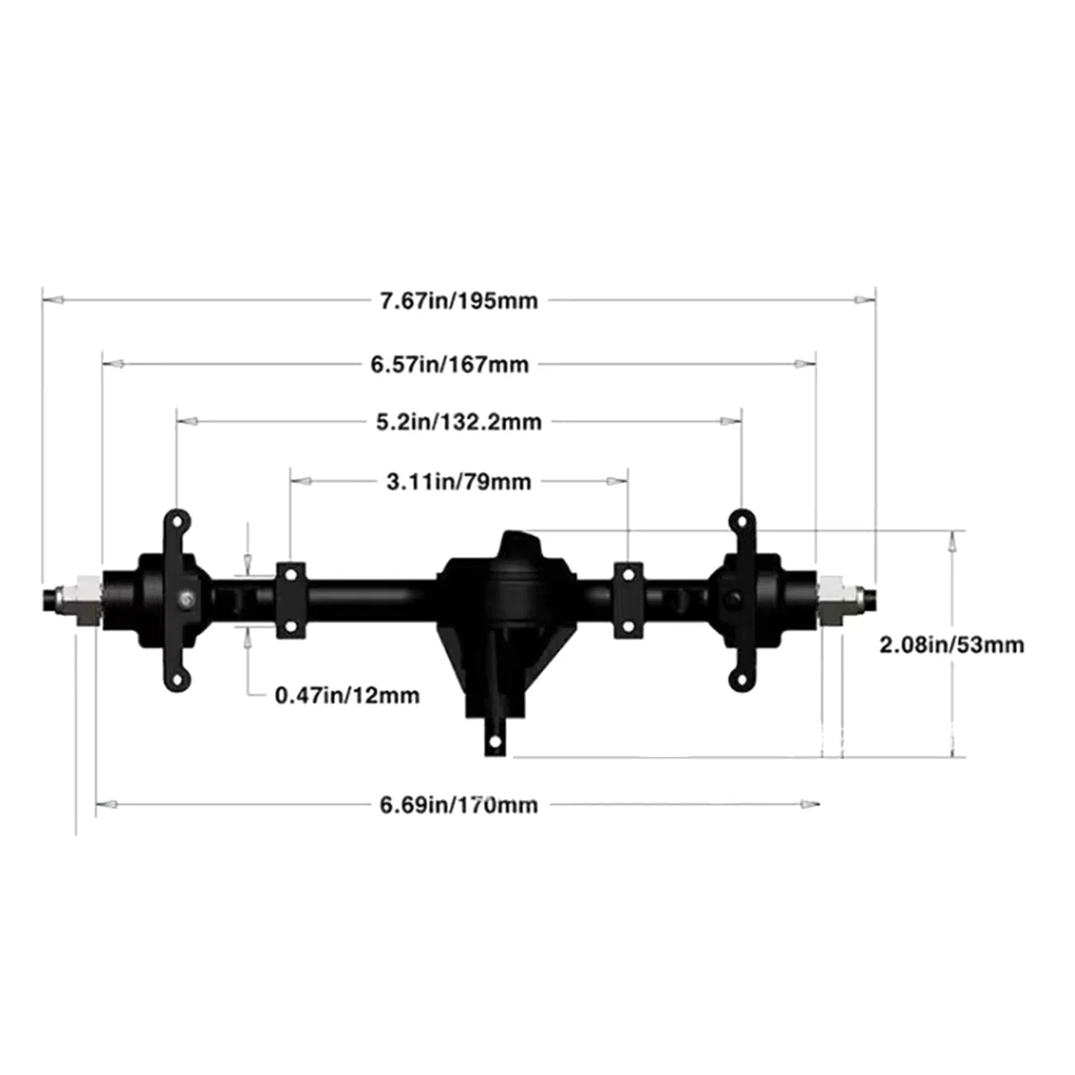 Metal Complete Rear Axle for 1/10 RC Crawler YotaII Yota 2Generation D90 2Generation RC Accessories Black