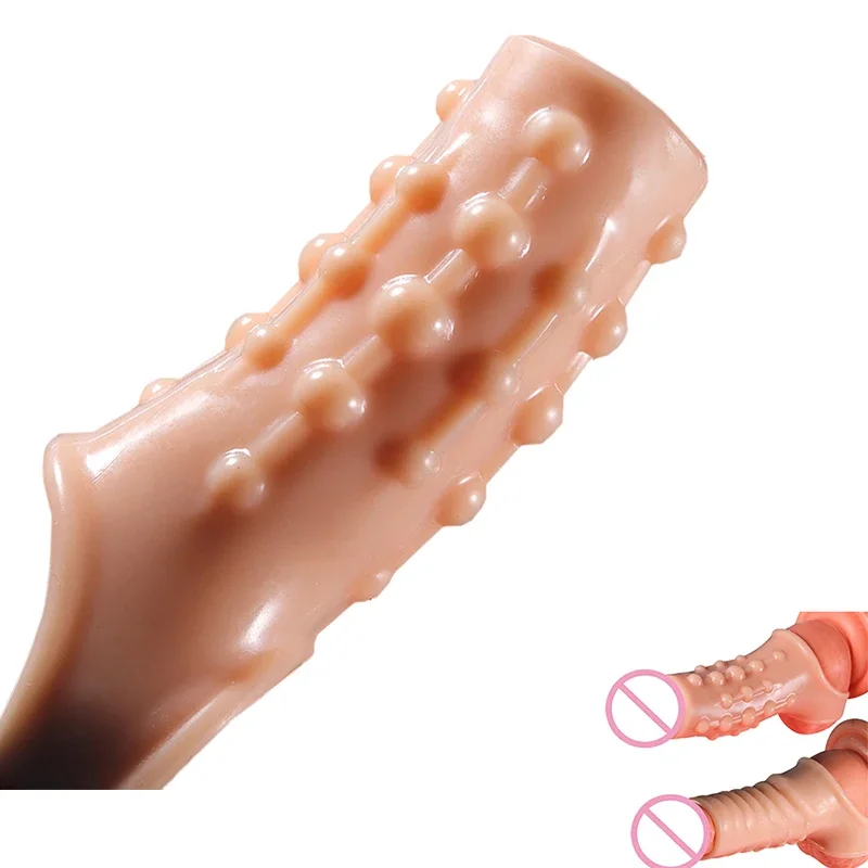 Cock Ring Penis Sleeve Cover Extension Enlargement Granule Clitoris G-spot Stimulate Delay Ejaculation Extender Sex Toy Male Men