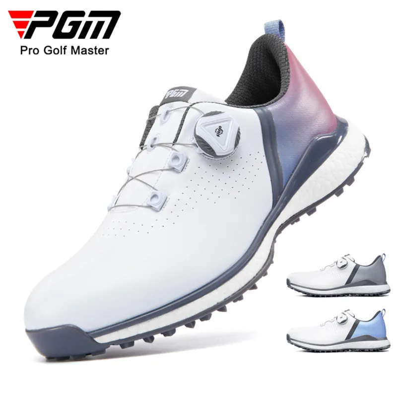 PGM Men Golf Shoes BOA Rotating Laces Waterproof Non‑Slip Spikes Golf Sneakers Male Professional Golfer Footwear