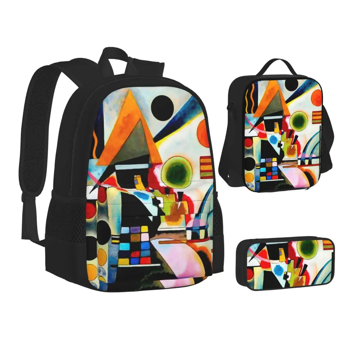 

Kandinsky - Swinging Backpacks Boys Girls Bookbag School Bags Kids Rucksack Lunch Bag Pen Bag Three-Piece Set