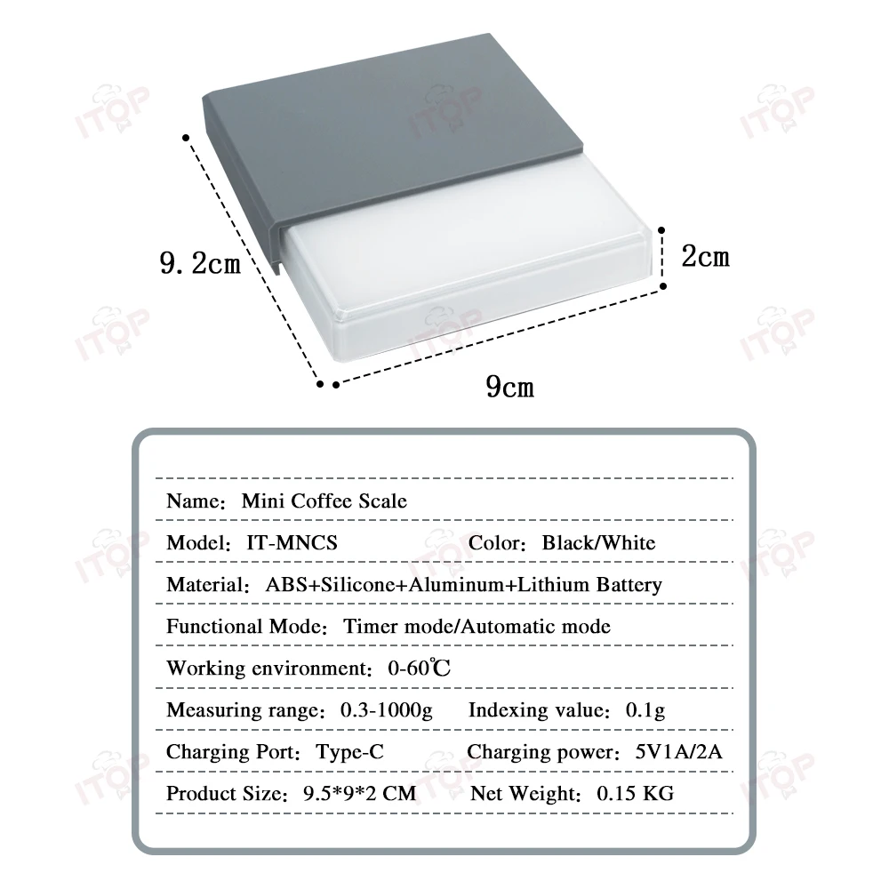ITOP MNCS Mini Coffee Scale Espresso Extraction Quantitative Scale Pour Over Coffee Flow Scale Coffee Electronic Scale