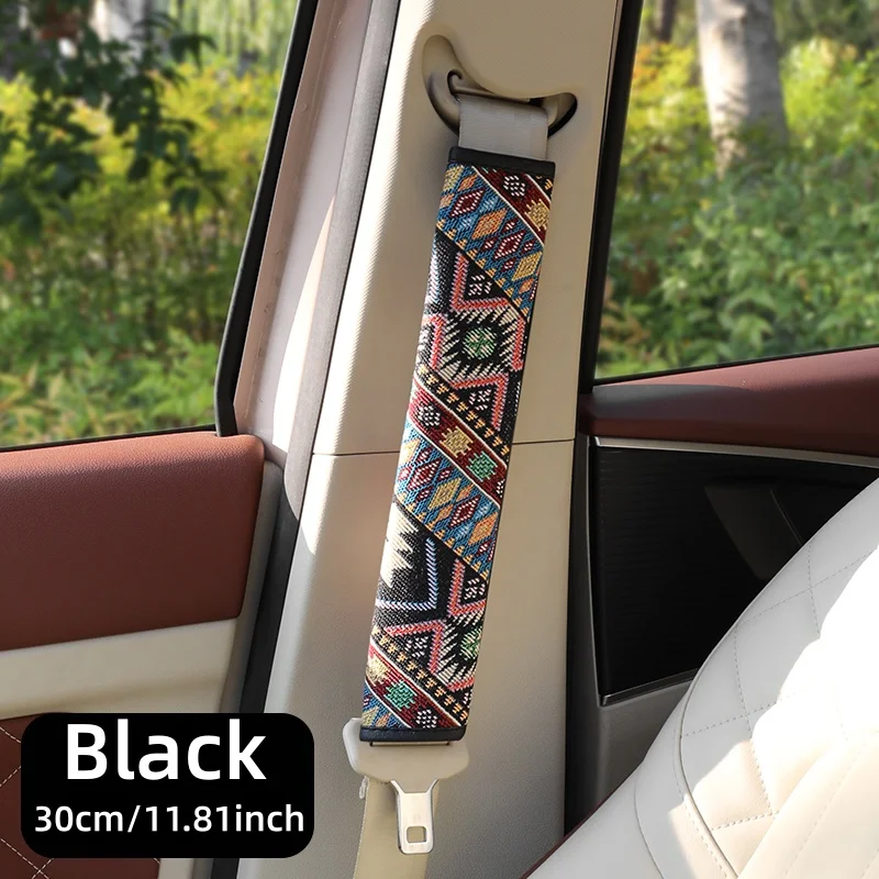 Bohemian-Stil Leinen-Autositzgurt-Schulterpolster, Erhältlich in 30cm oder 50cm, Geeignet für Alle Jahreszeiten, Einfach zu Installieren – Detail 14
