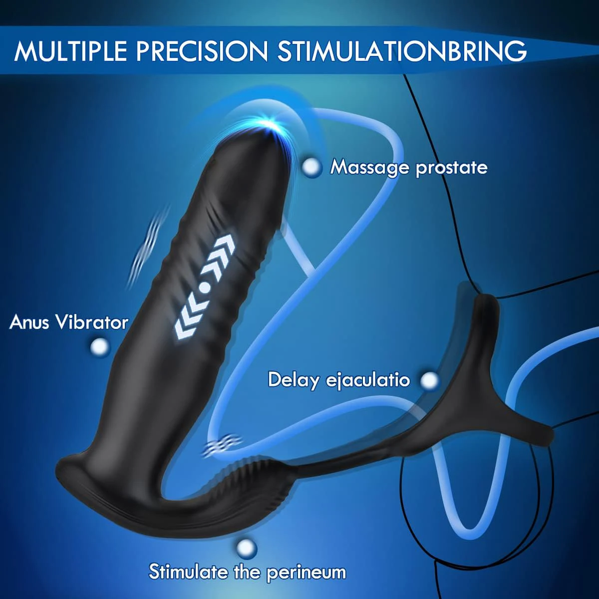 Bluetooth Male Prostate Massage Telescopic Vibrator Anal Plug Wireless APP Control Delay Ejaculation Ring Toy for Men