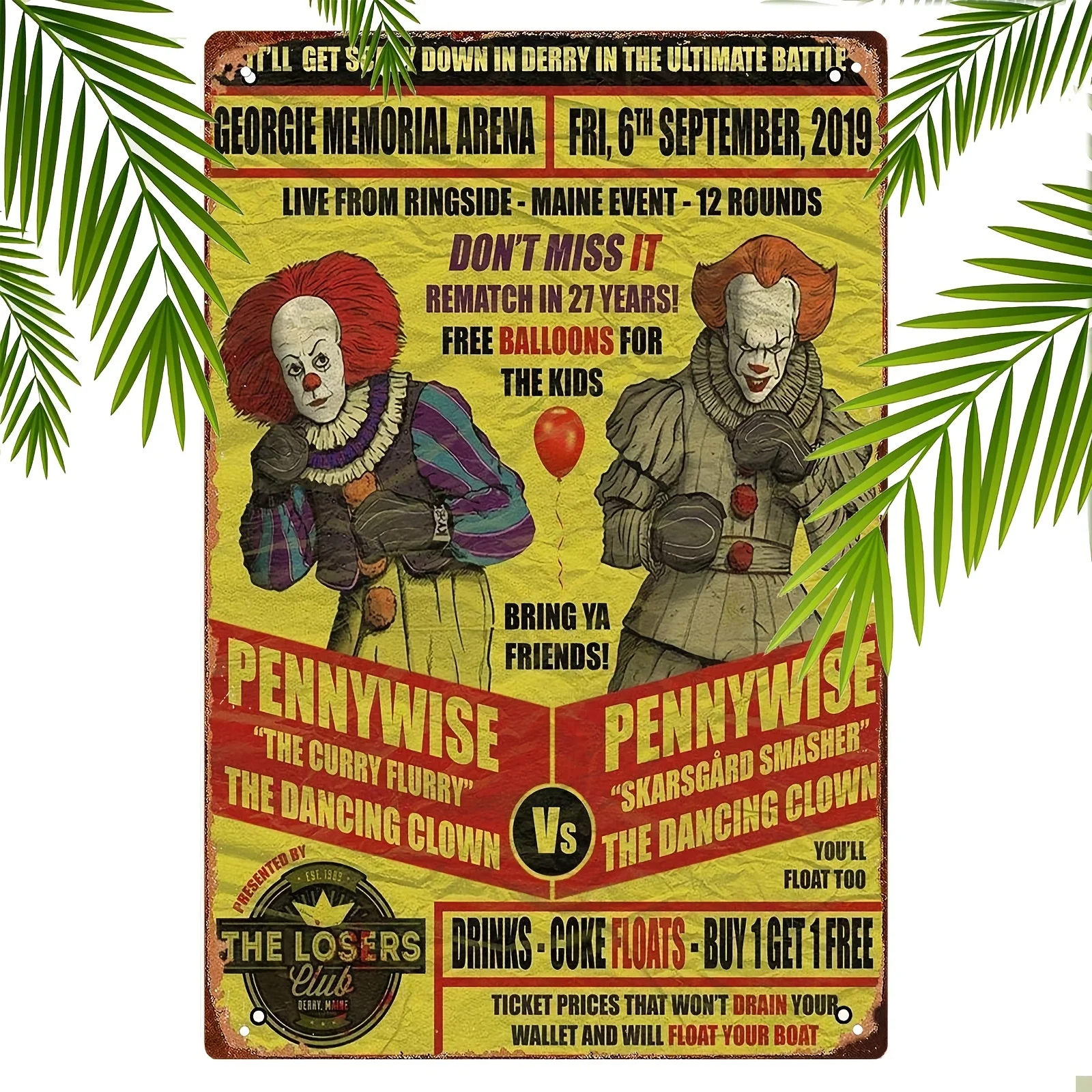 Pennywise vs The Dancing Clown Vintage Tin Sign، ديكور معلق على الحائط من الحديد التقليدي، لوحة معدنية كلاسيكية متعددة الأغراض للمنزل،